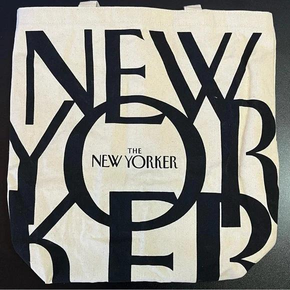 The New Yorker Canvas Tote Bag Black and Cream - Picture 7 of 7